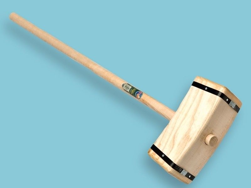 Houten sleg / tuinhamer vierkant met 110cm steel