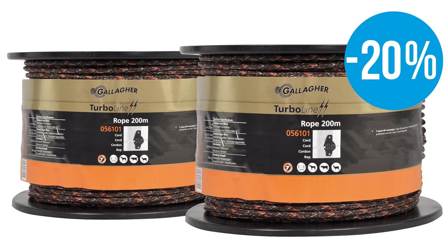 Schrikdraad koord Gallagher TurboLine terra voordeelverpakking 2 x 200mtr