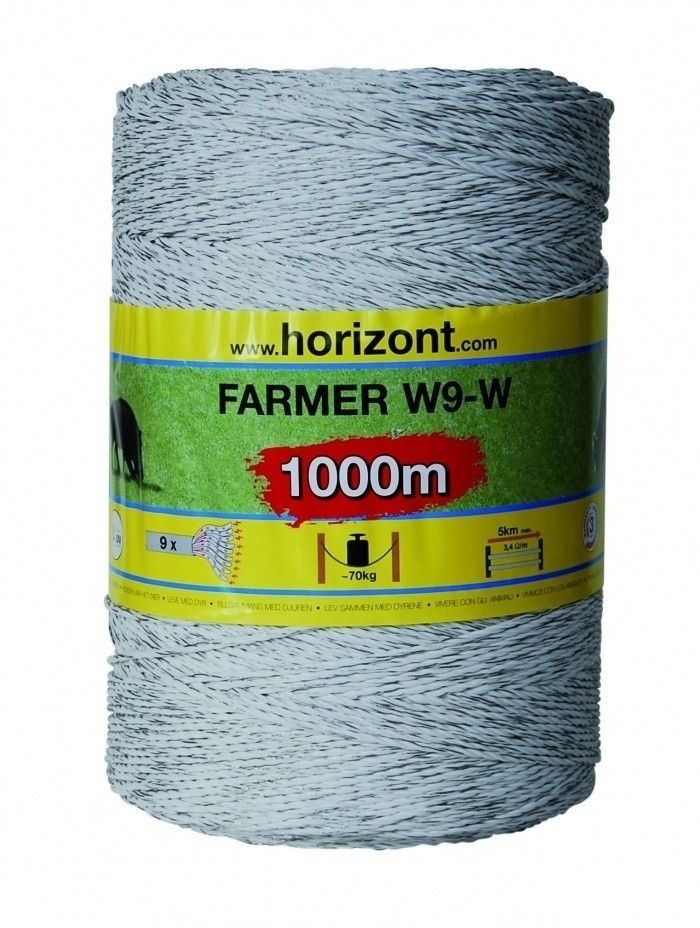 Schrikdraad Horizont Farmer 9 RVS wit 1000mtr