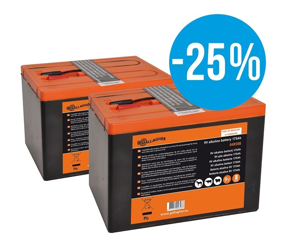 Powerpack 9V batterij 175Ah Gallagher Voordeelverpakking 2 stuks