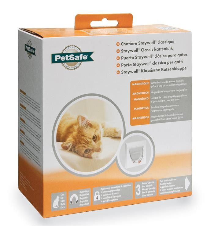 Kattenluik Petsafe 932 wit met magnetische 4-standen vergrendeling