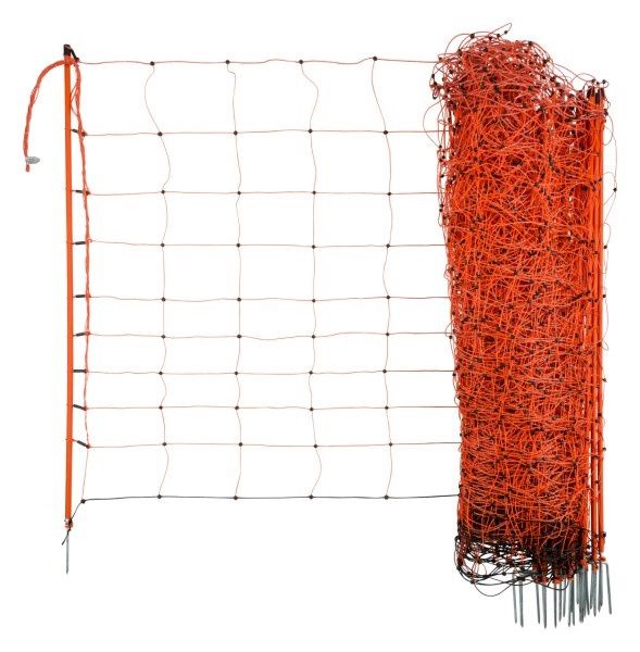 Schapennet / afrasteringsnet oranje 90 cm x 50 mtr enkele grondpen 2 stuks