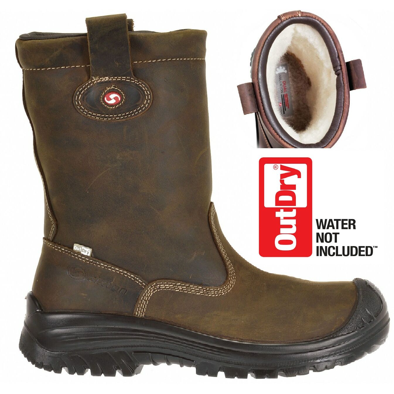 Leren veiligheidslaars gevoerd Sixton Montana OutDry bruin