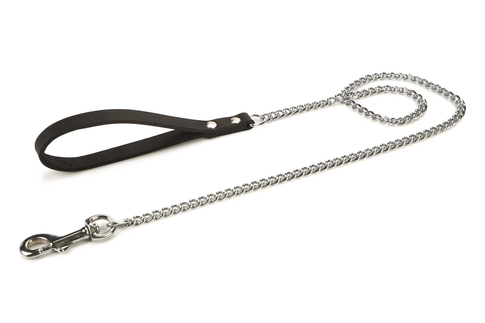 Hondenkettinglijn met leren handvat zwart 2mm Beeztees