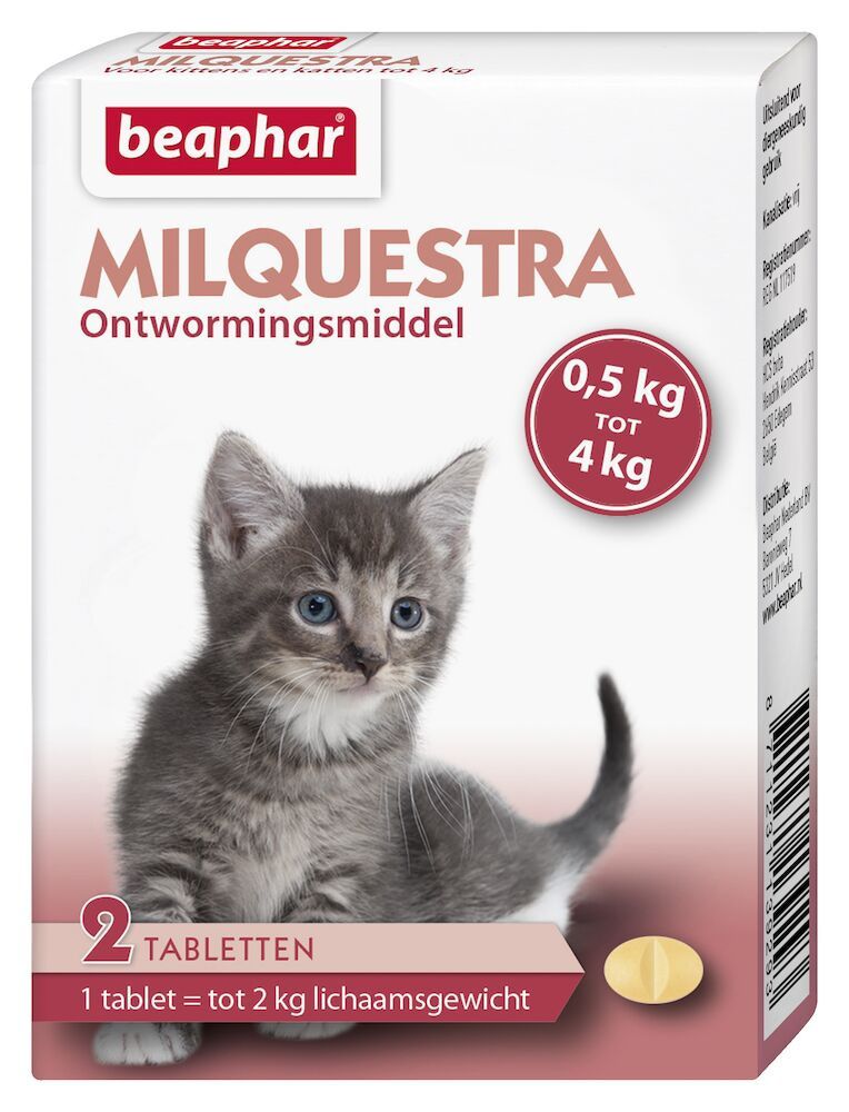 Beaphar Milquestra ontwormingsmiddel kleine kat/kitten 2 tabletten