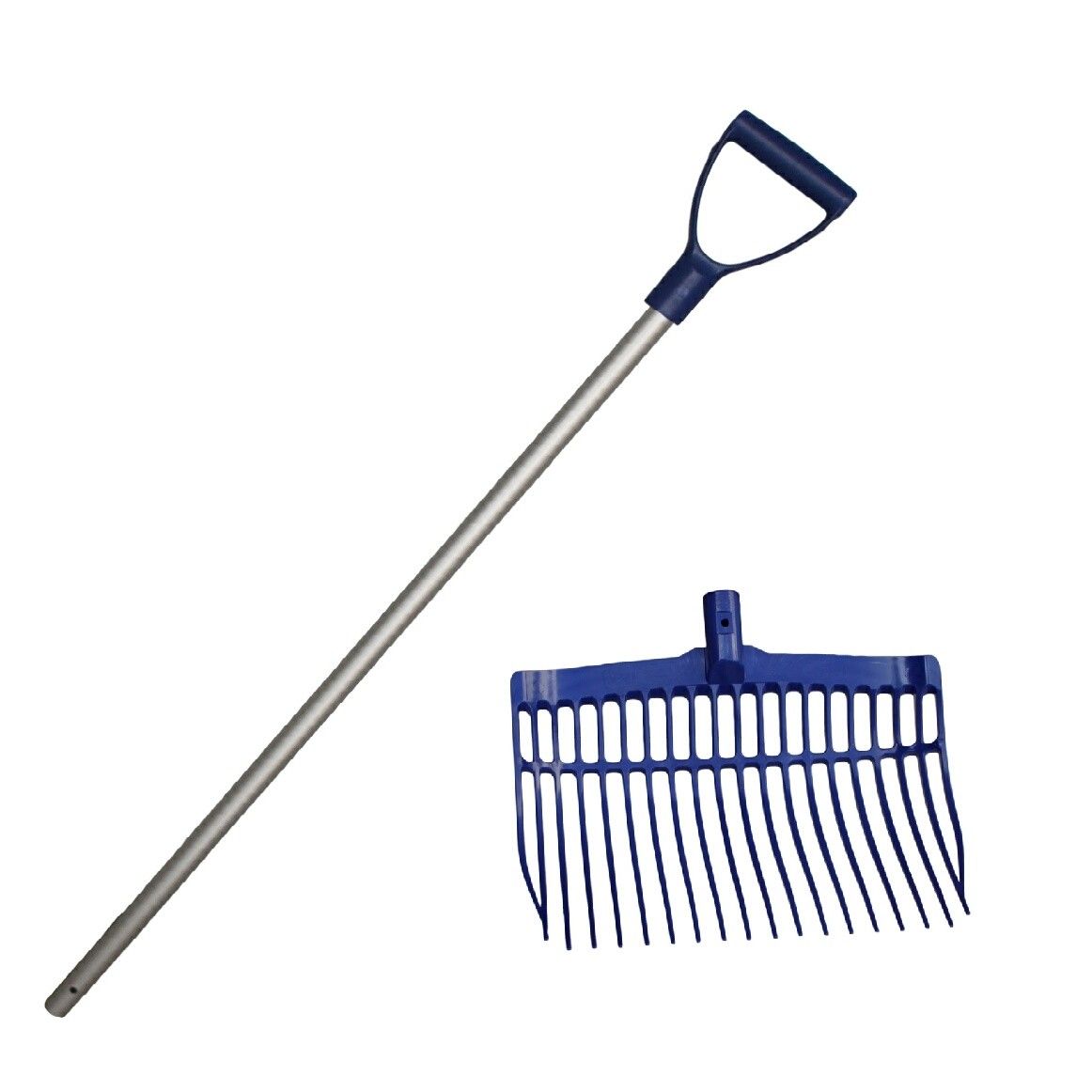 Mestvork kunststof onbreekbaar blauw met steel