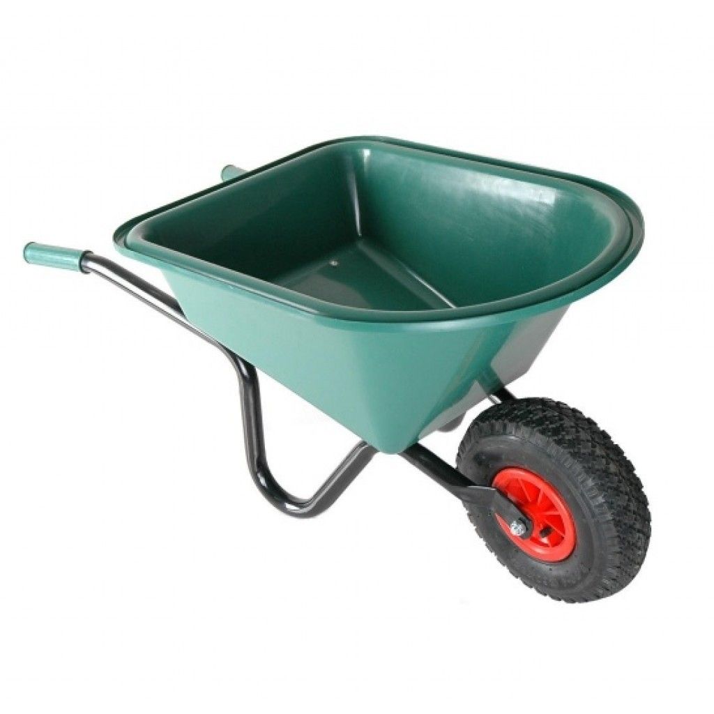 Kinderkruiwagen met groene kunststof bak