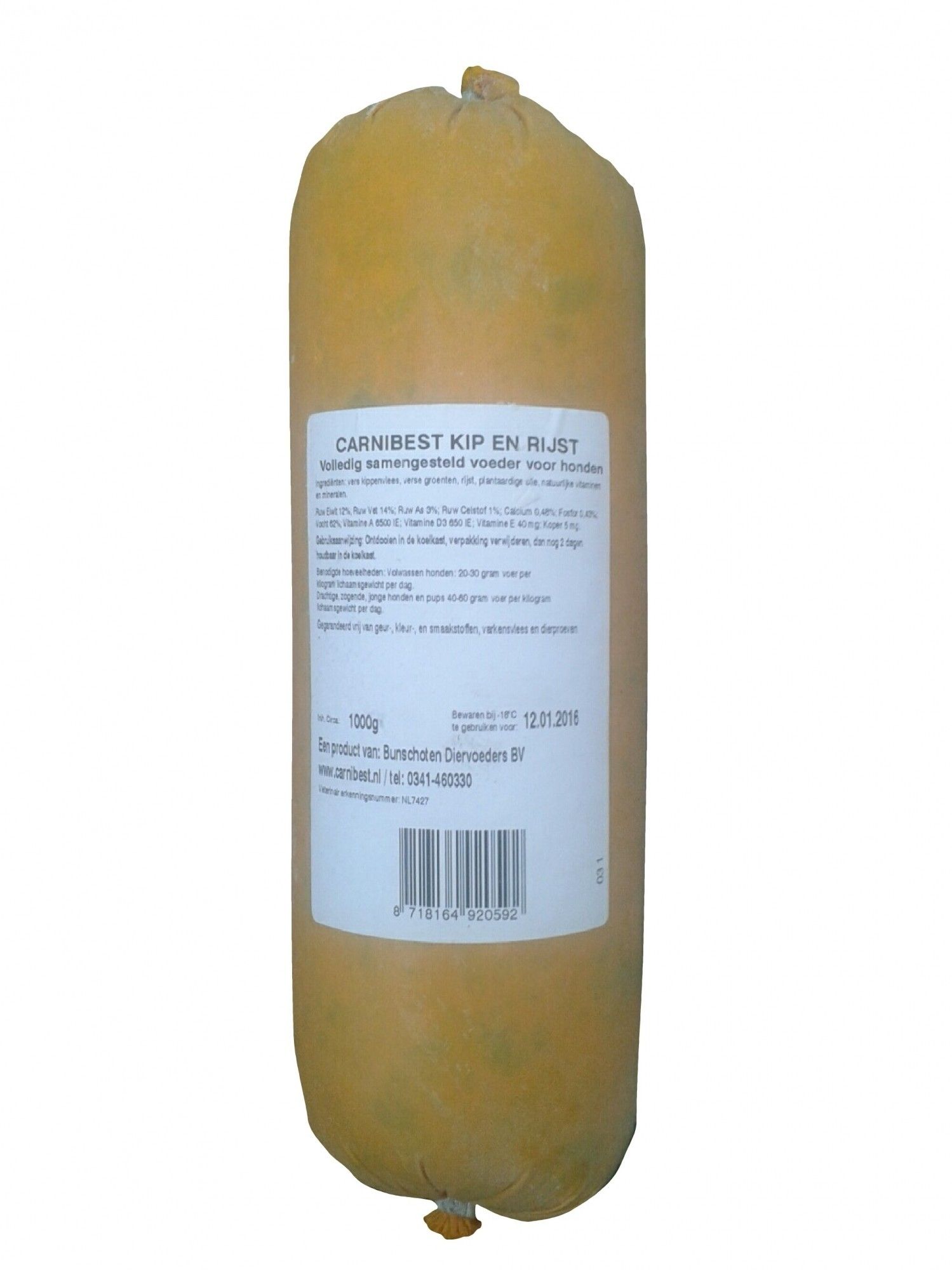 Carnibest vers vlees hond Kip/Rijst 1kg