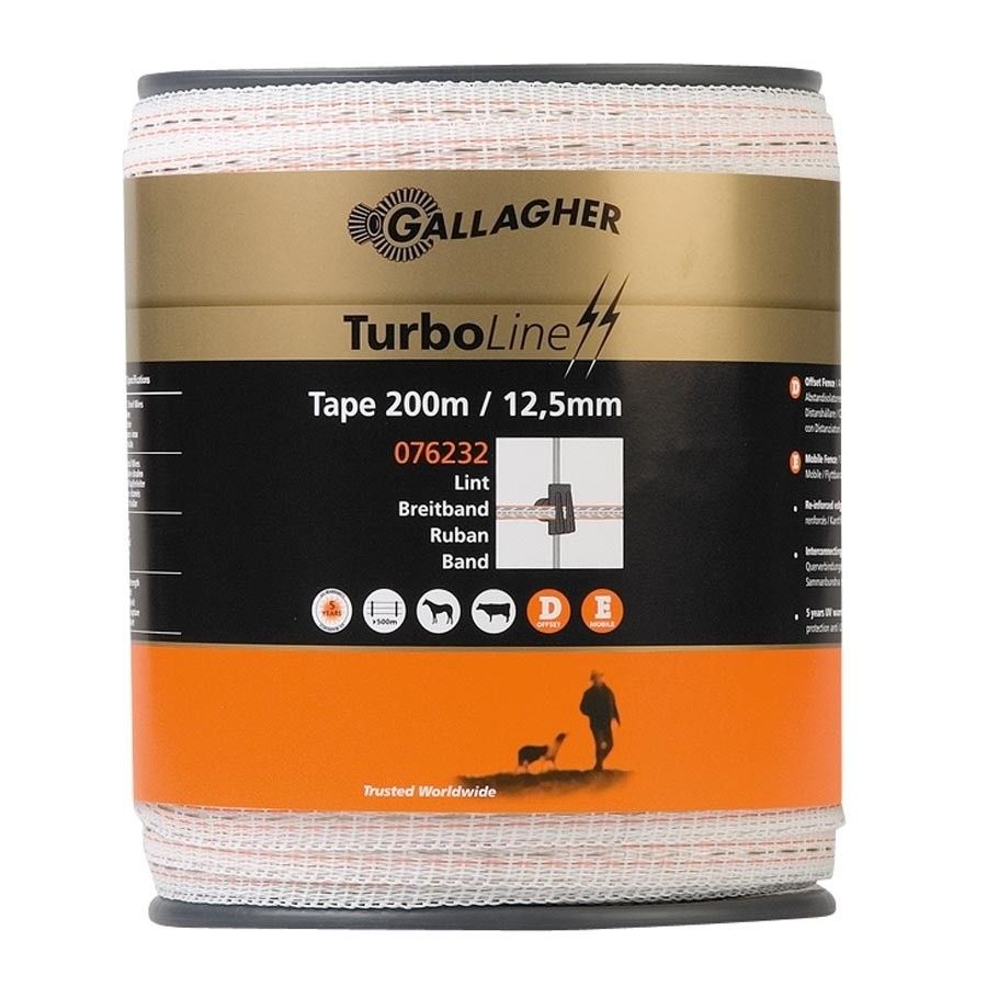 Schriklint Gallagher Turboline 12.5mm wit 200mtr