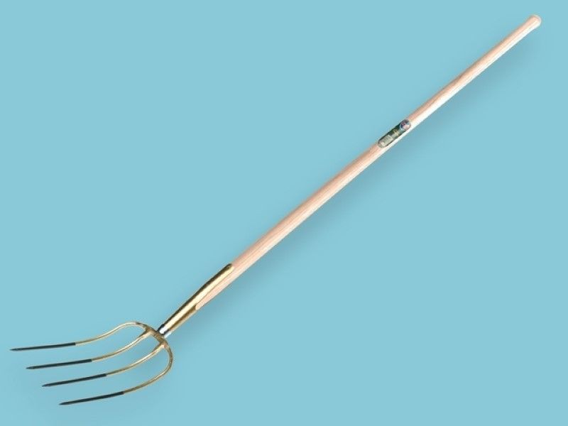 Mestvork Offner brons 4 tands met 135cm essen knopsteel