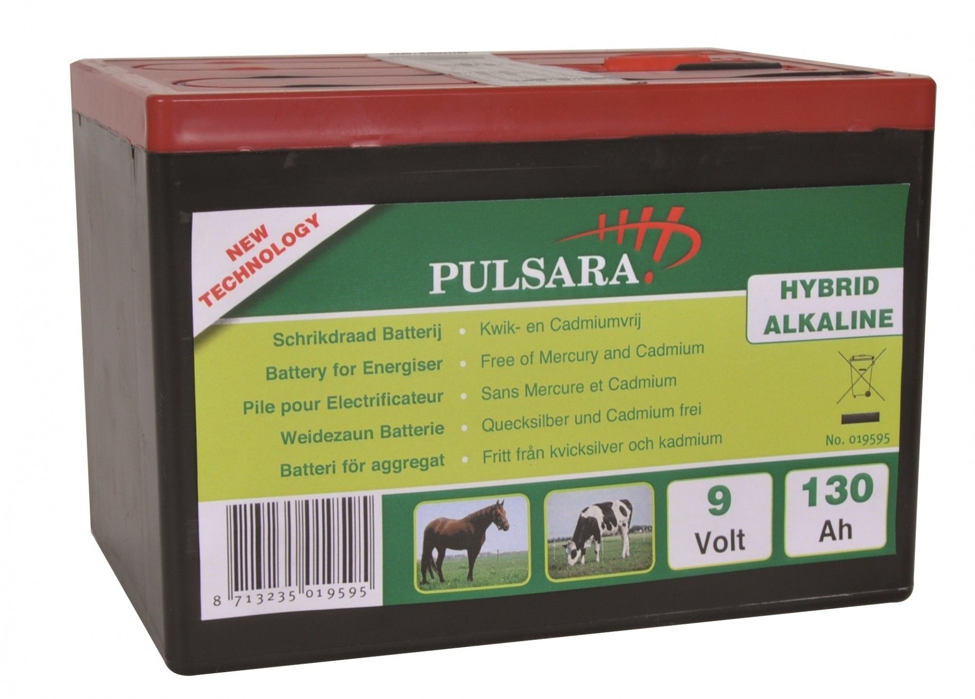 Batterij hybride alkaline 9V / 130AH Pulsara